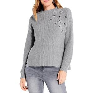 Nic+Zoe 🌹Gray Embellished Women's Sweater